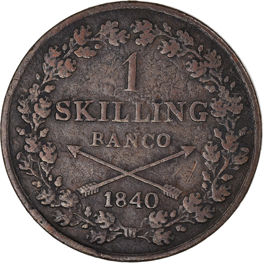 Moneta, Svezia, Carl XIV Johan, Skilling, 1840, MB, Rame, KM:642