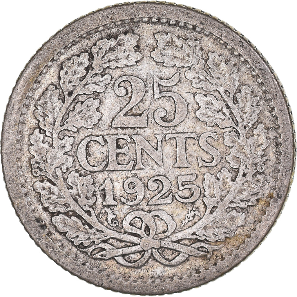 Moeda, Países Baixos, Wilhelmina I, 25 Cents, 1925, Utrecht, VF(20-25), Prata