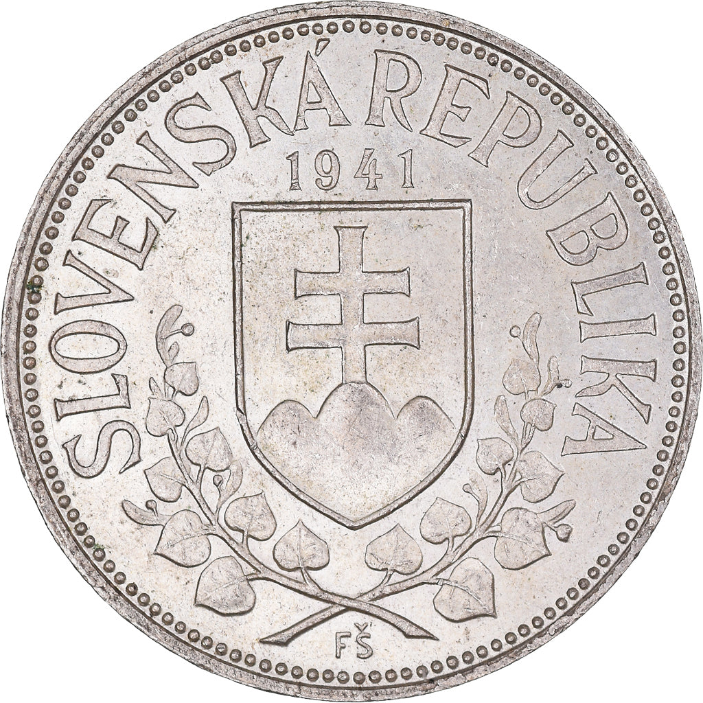 Coin, Slovakia, 20 Korun, 1941, simple cross, AU(55-58), Silver, KM:7.1