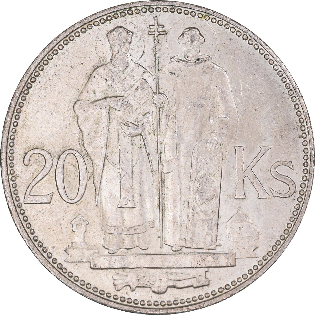 Coin, Slovakia, 20 Korun, 1941, simple cross, AU(55-58), Silver, KM:7.1