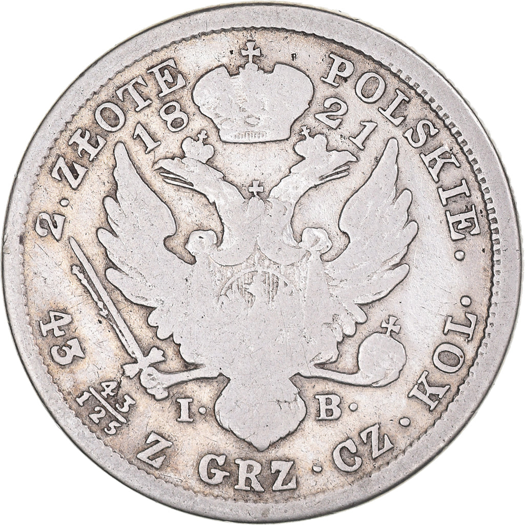 Coin, Poland, Alexander I, 2 Zlote, 1821, VF(20-25), Silver, KM:99b