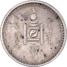 Coin, Mongolia, 50 Mongo, 1925, Leningrad, EF(40-45), Silver, KM:7