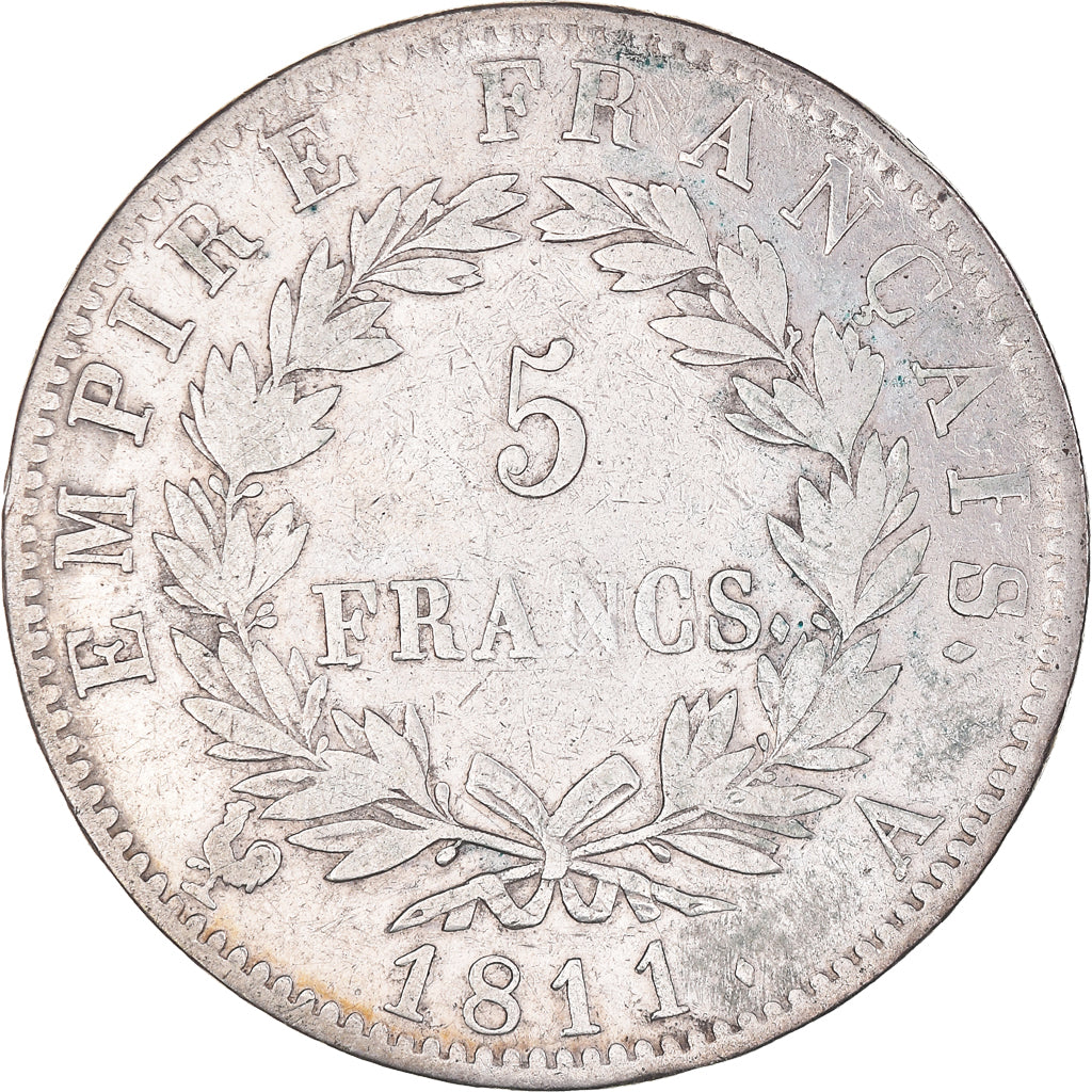 Munten, Frankrijk, Napoléon I, 5 Francs, 1811, Paris, FR+, Zilver, KM:694.1