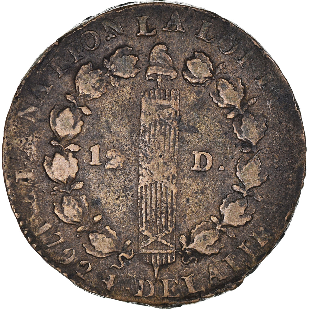 Coin, France, 12 deniers françois, 12 Deniers, 1792⸱4, Lille, VF(30-35)