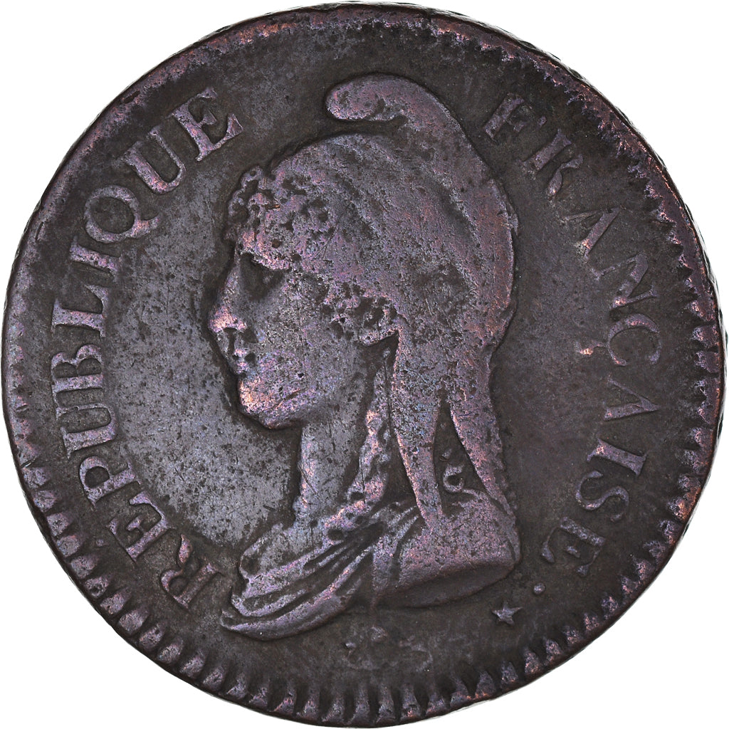 Moeda, França, Dupré, Decime, AN 7, Paris, VF(30-35), Bronze, KM:644.1