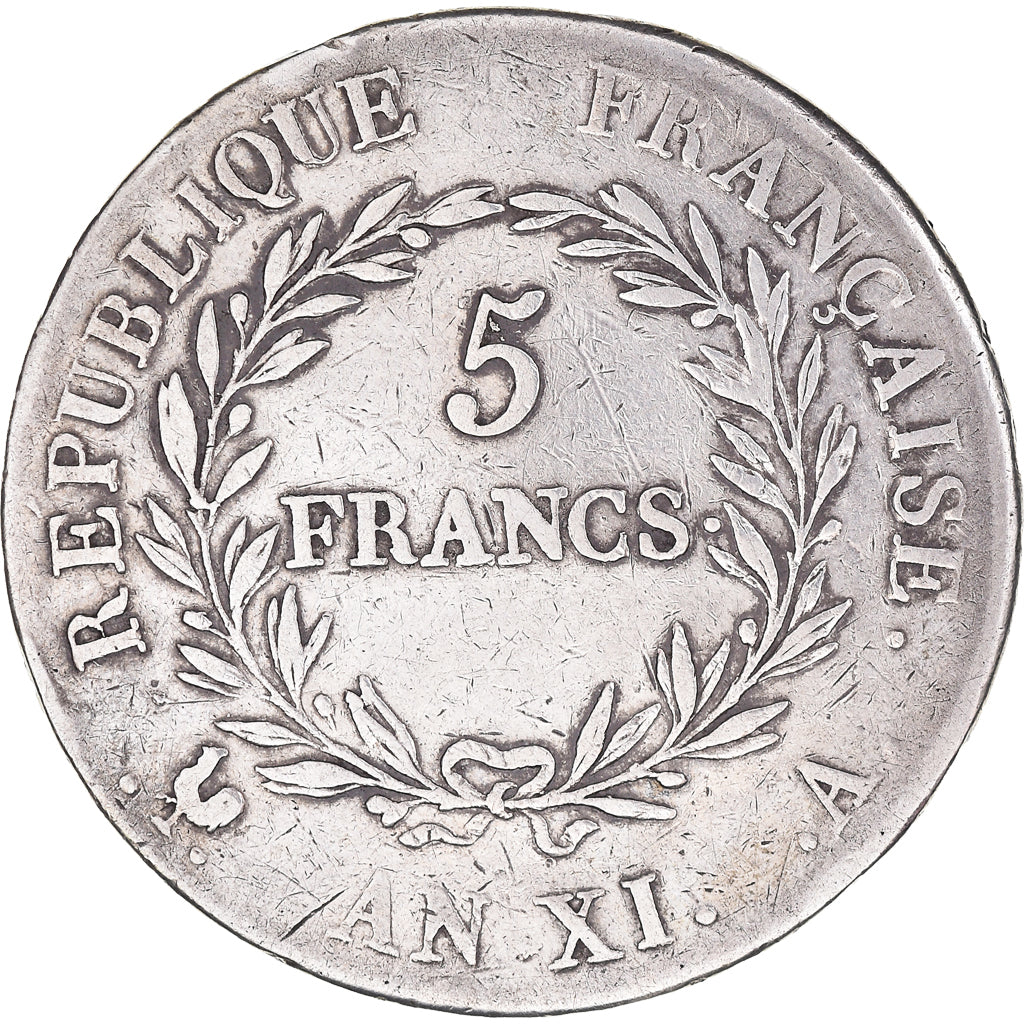 Monnaie, France, 5 Francs, An XI, Paris, TB+, Argent, Gadoury:577, KM:650.1