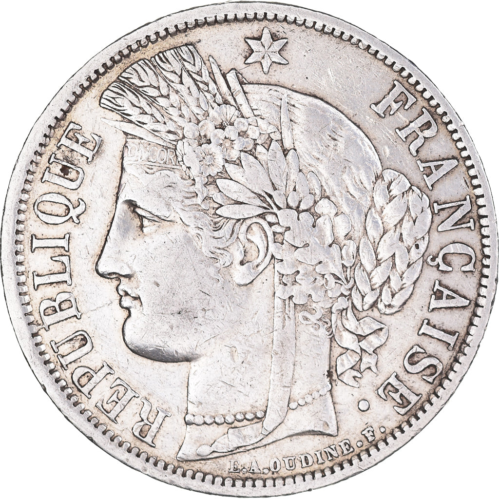 Coin, France, Cérès, 5 Francs, 1870, Bordeaux, EF(40-45), Silver, KM:818.2