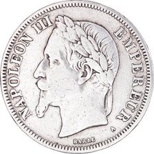 Moneta, Francja, Napoleon III, Napoléon III, 2 Francs, 1869, Paris, VF(20-25)