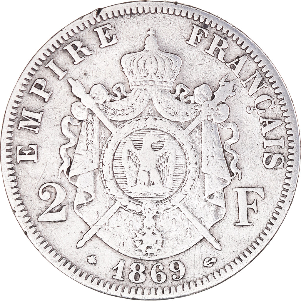 Monnaie, France, Napoleon III, Napoléon III, 2 Francs, 1869, Paris, TB, Argent