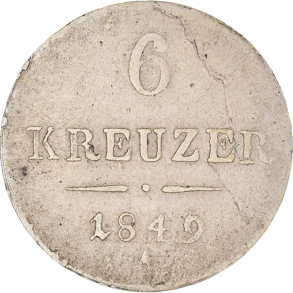 Coin, Austria, Franz Joseph I, 6 Kreuzer, 1849, Vienna, VF(30-35), Silver