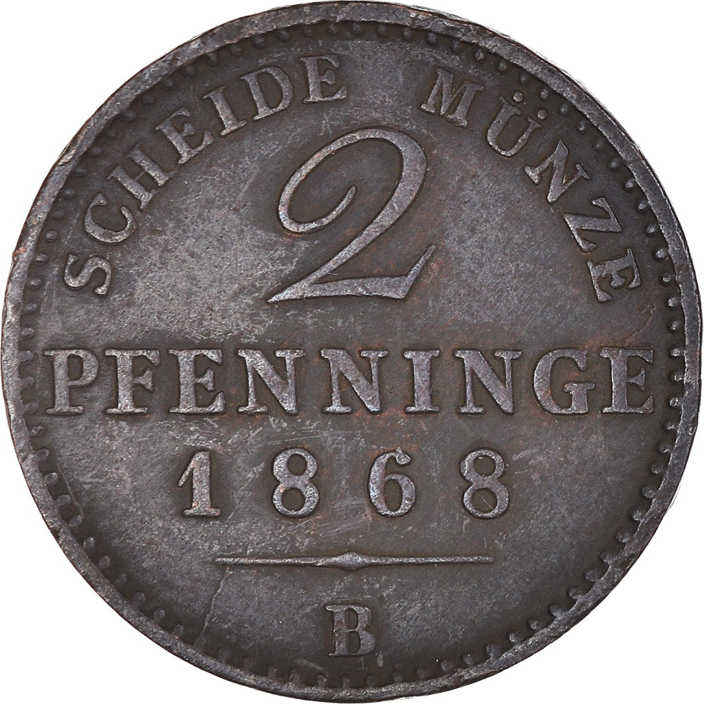 Moeda, Estados Alemães, PRUSSIA, Wilhelm I, 2 Pfennig, 1868, Brunswick