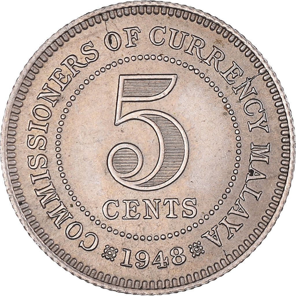 Coin, MALAYA, 5 Cents, 1948, AU(55-58), Copper-nickel, KM:7