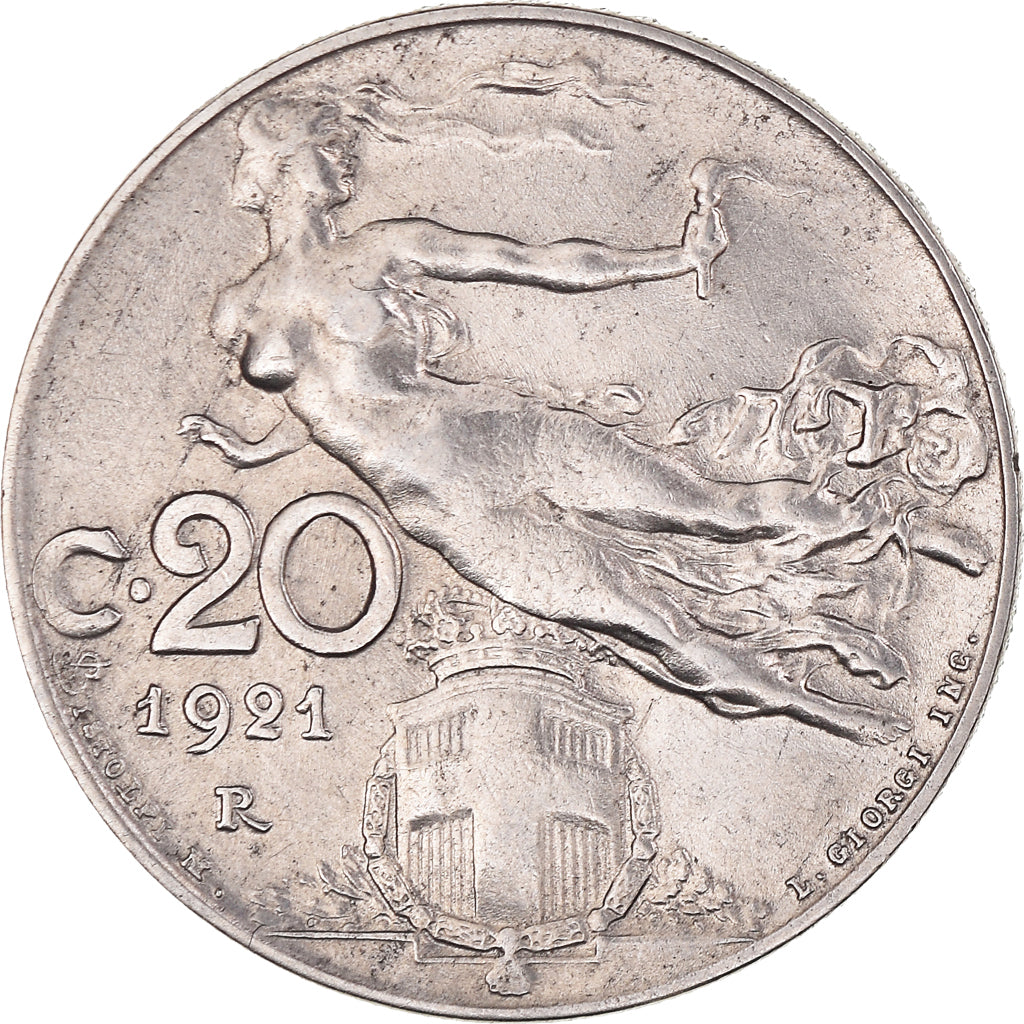 Coin, Italy, Vittorio Emanuele III, 20 Centesimi, 1921, Rome, AU(50-53), Nickel