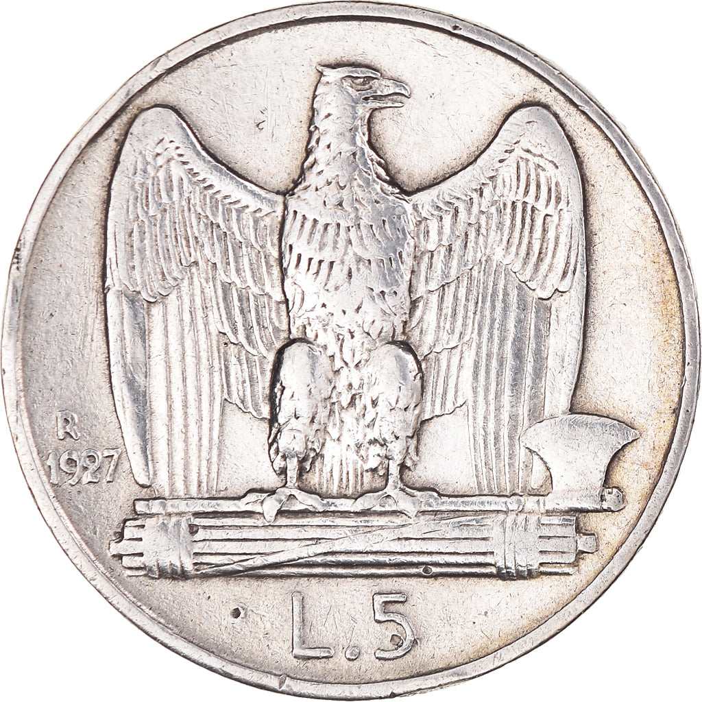 Munten, Italië, Vittorio Emanuele III, 5 Lire, 1927, Rome, ZF, Zilver, KM:67.1