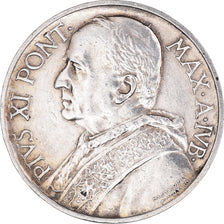 Munten, Vaticaanstad, Pius XI, 5 Lire, 1933-1934, Roma, ZF+, Zilver, KM:7