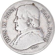 Moneta, DEPARTAMENTY WŁOSKIE, PAPAL STATES, Pius IX, 20 Baiocchi, 1863, Roma
