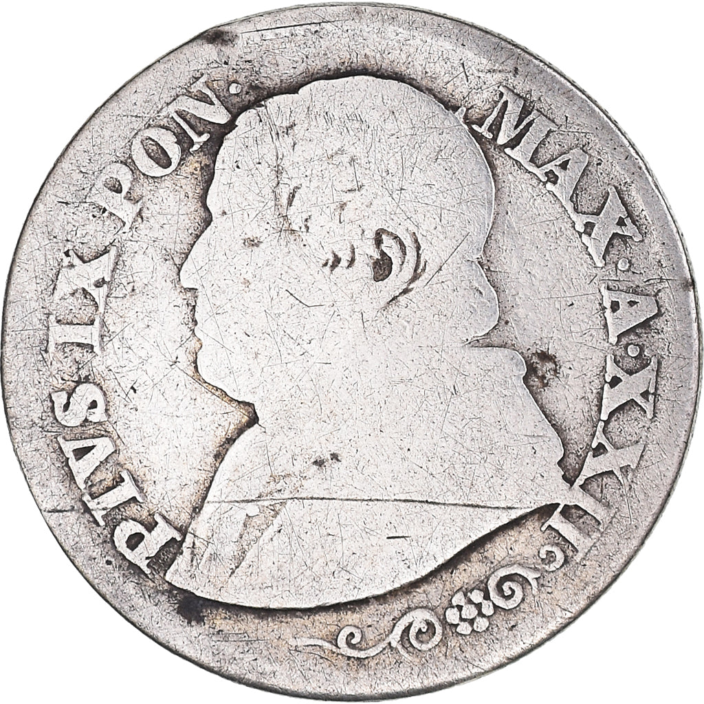 Moeda, ESTADOS ITALIANOS, PAPAL STATES, Pius IX, 10 Soldi, 50 Centesimi, 1867
