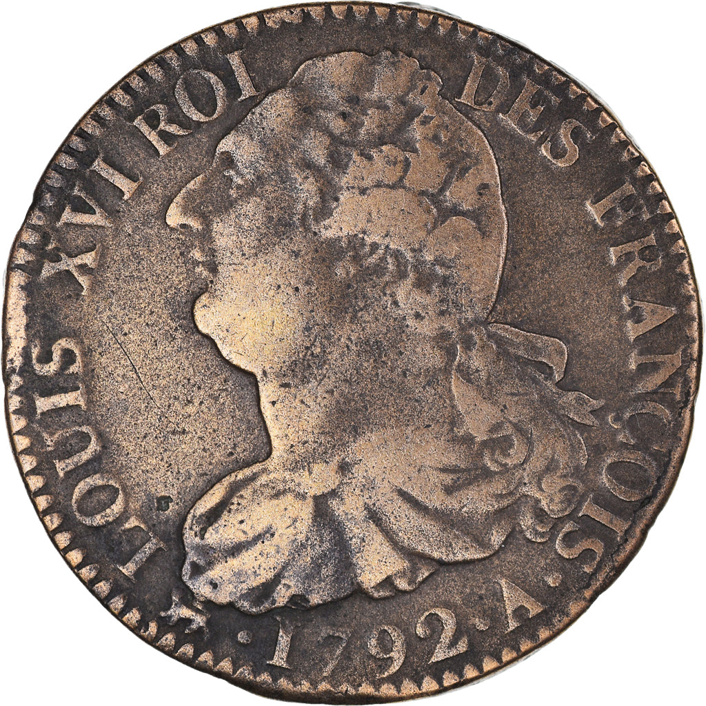 Coin, France, 2 Sols, 1792 - (An 4), Paris, VF(30-35), Bronze, Gadoury:25