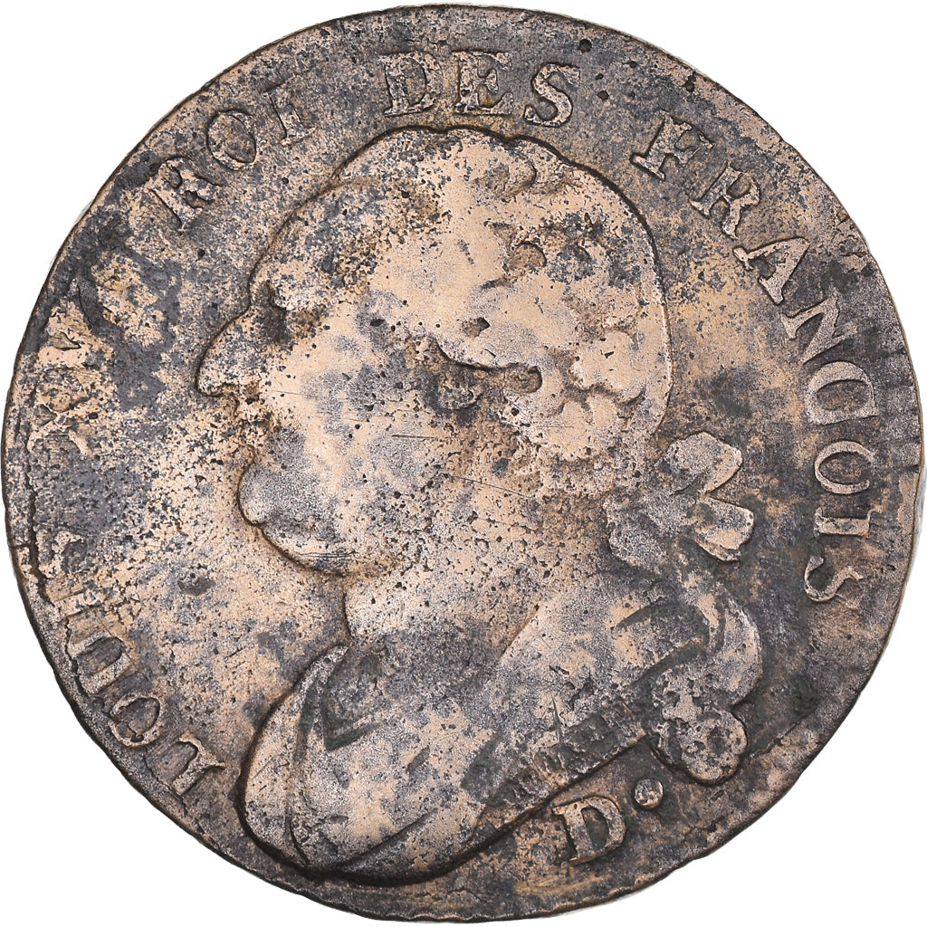 Coin, France, 12 deniers françois, 12 Deniers, 1792⸱4, Lyon, VF(30-35)