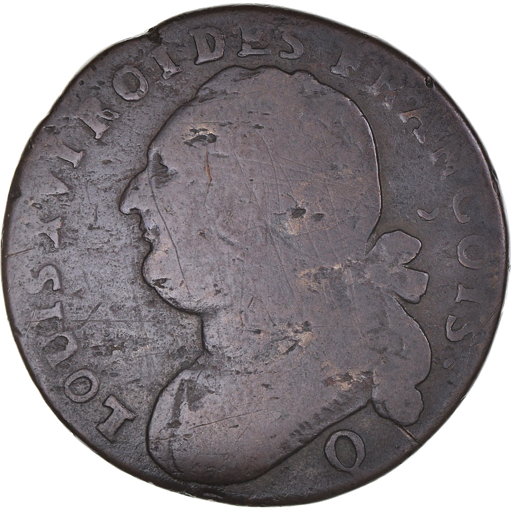 Coin, France, 12 deniers françois, 12 Deniers, 1792⸱4, Perpignan, VF(20-25)