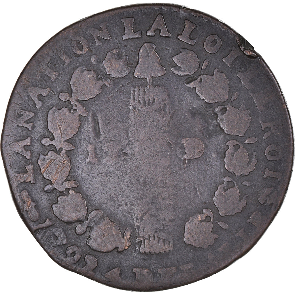 Coin, France, 12 deniers françois, 12 Deniers, 1792⸱4, Perpignan, VF(20-25)