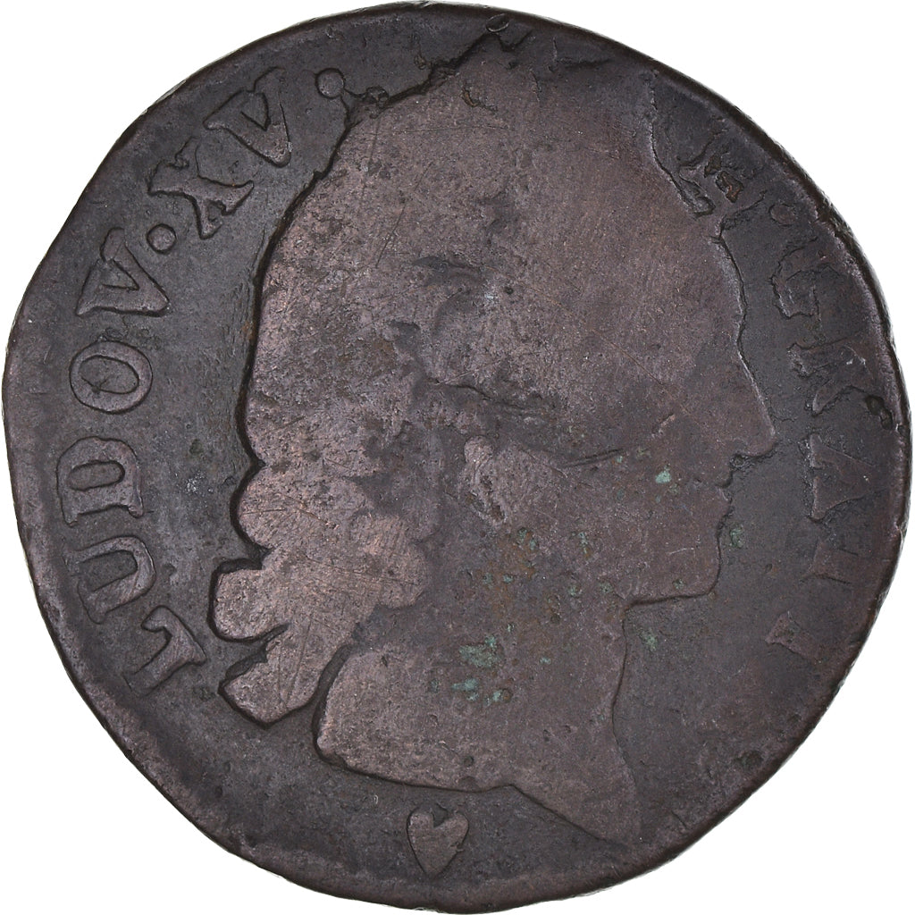Moeda, França, Louis XV, Sol d'Aix, Sol, 1771, Aix, VG(8-10), Cobre, KM:542