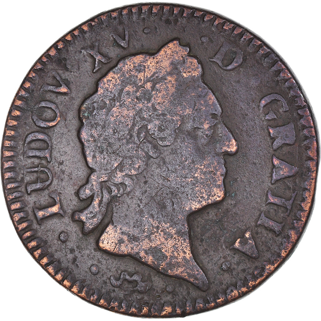Moneda, Francia, Louis XV, Sol à la vieille tête, Sol, 1771, Montpellier, BC+