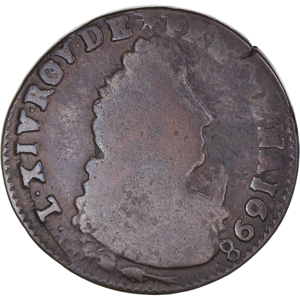 Coin, France, Louis XIV, Liard de France au buste âgé, troisième type, Liard