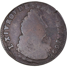 Coin, France, Louis XIV, Liard de France au buste âgé, troisième type, Liard