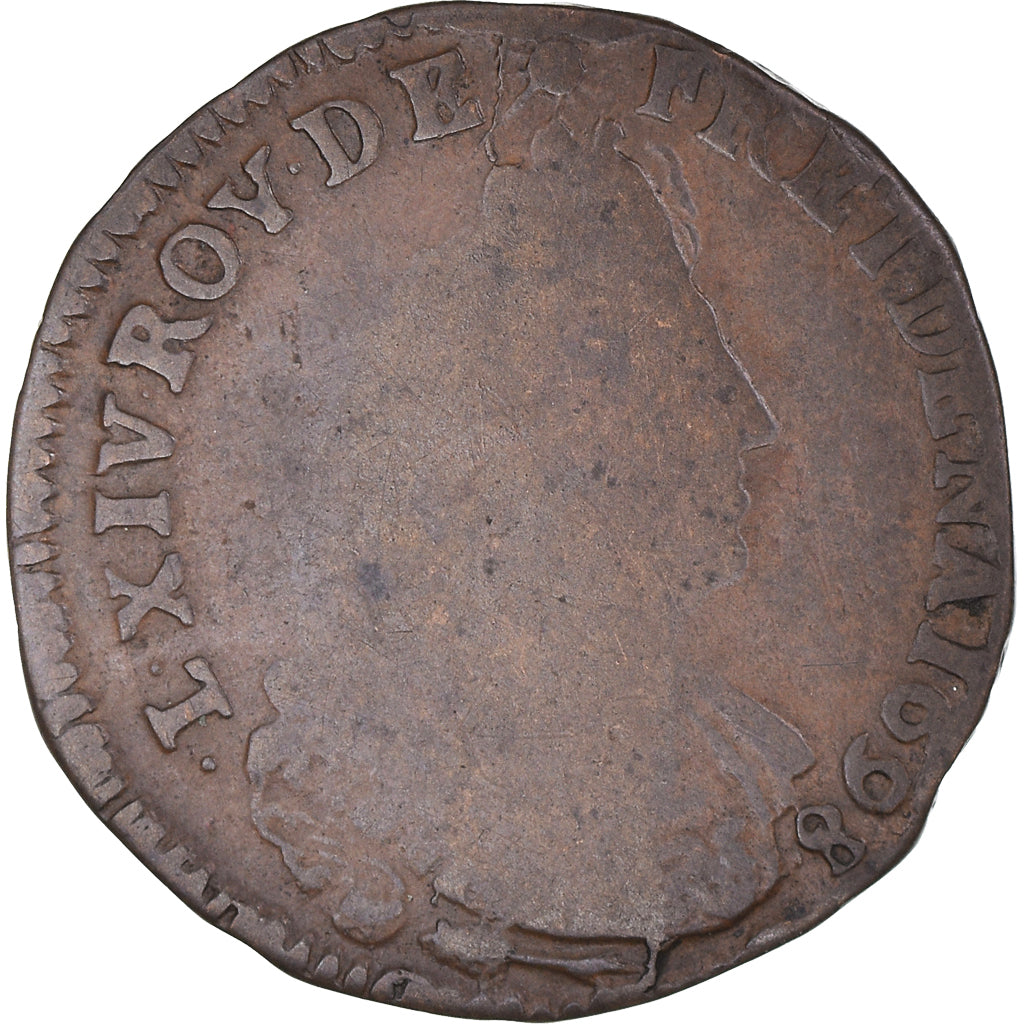 Moneta, Francia, Louis XIV, Liard de France au buste âgé, troisième type