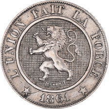Coin, Belgium, Leopold I, 10 Centimes, 1861, Brussels, AU(50-53), Copper-nickel