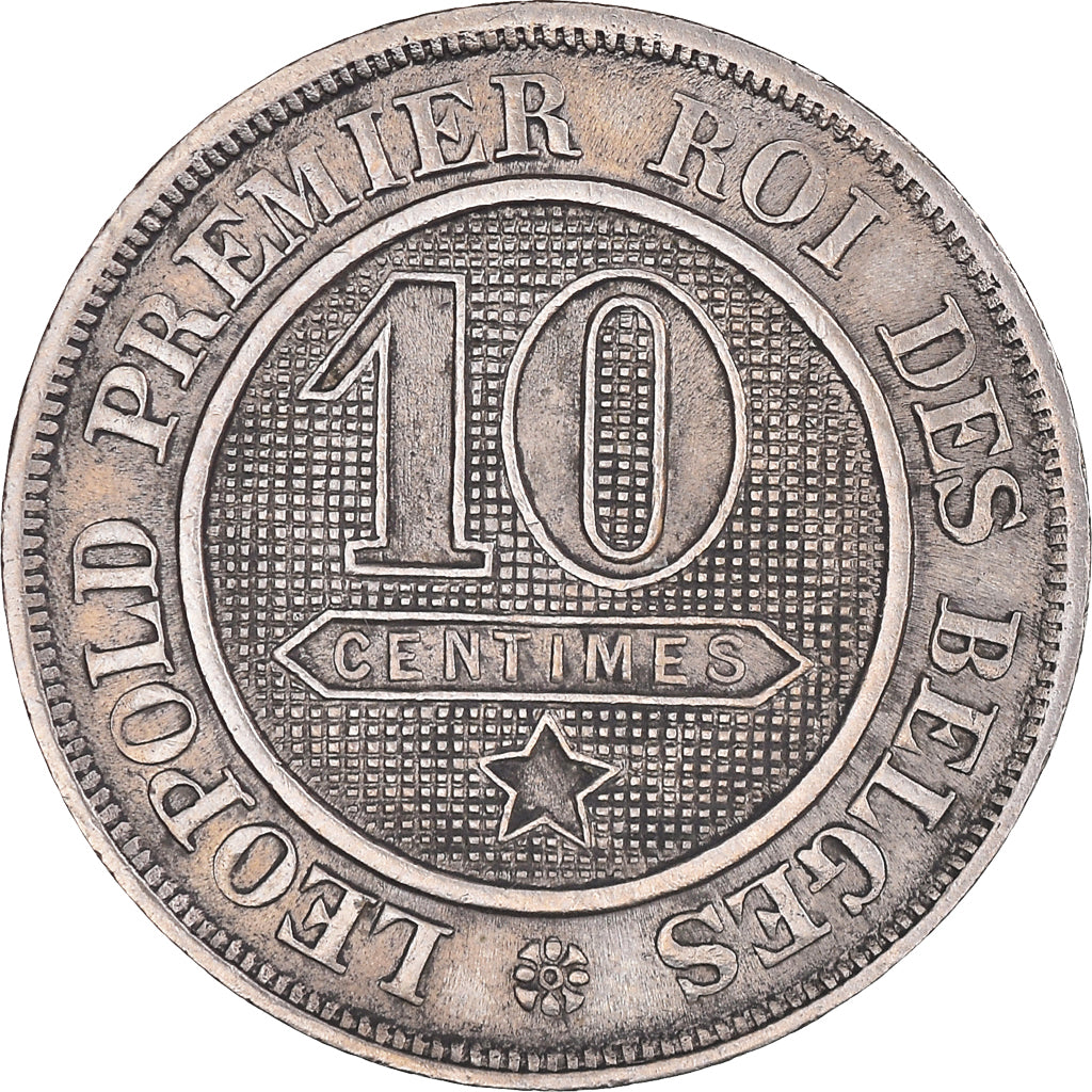 Coin, Belgium, Leopold I, 10 Centimes, 1861, Brussels, AU(50-53), Copper-nickel