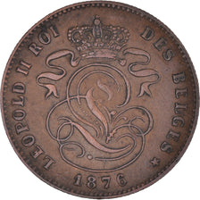 Moneda, Bélgica, Leopold II, 2 Centimes, 1876, Brussels, MBC, Cobre, KM:35.1