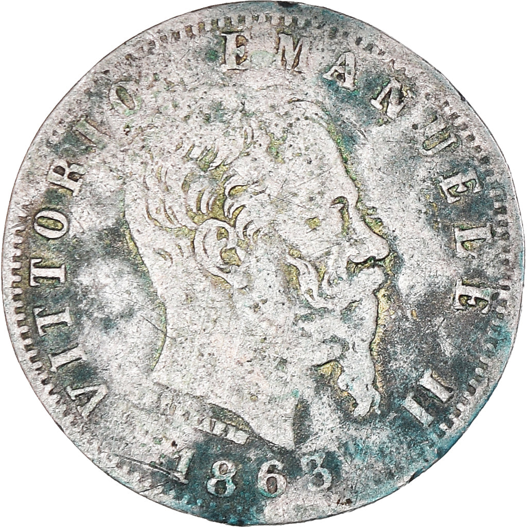 Coin, Italy, Vittorio Emanuele II, 20 Centesimi, 1863, VF(20-25), Silver