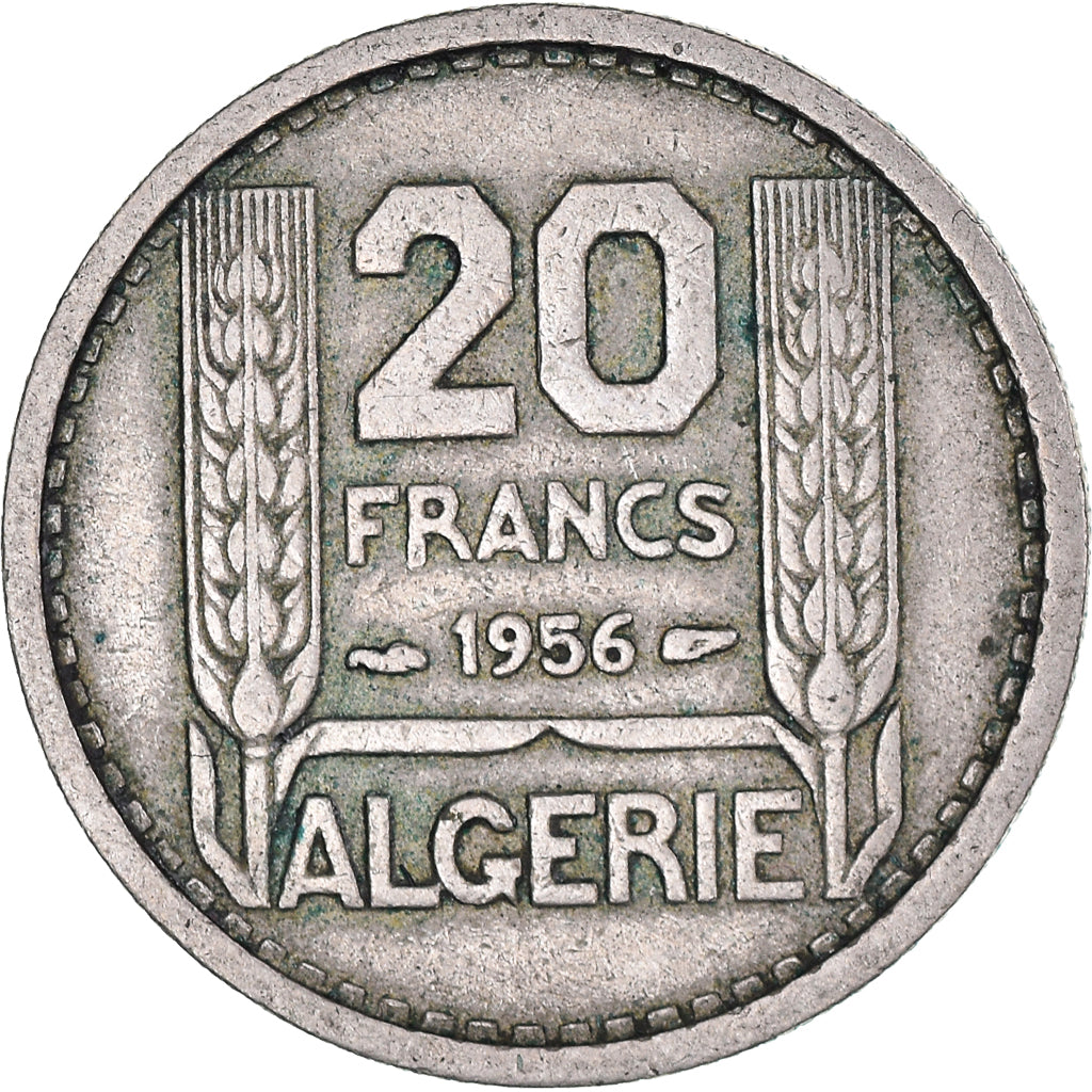 Moneta, Algeria, 20 Francs, 1956, Paris, MB, Rame-nichel, KM:91