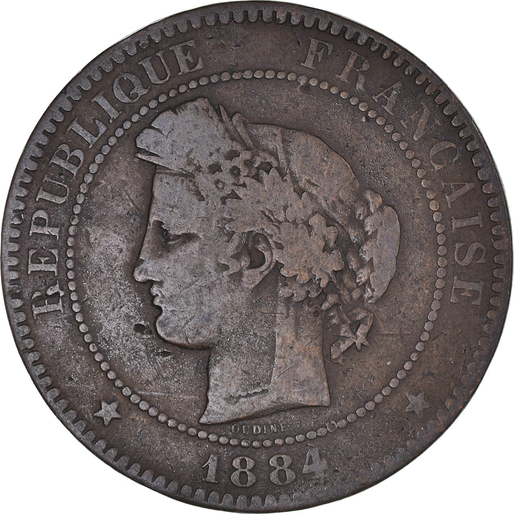 Munten, Frankrijk, Cérès, 10 Centimes, 1884, Paris, FR, Bronzen, KM:815.1