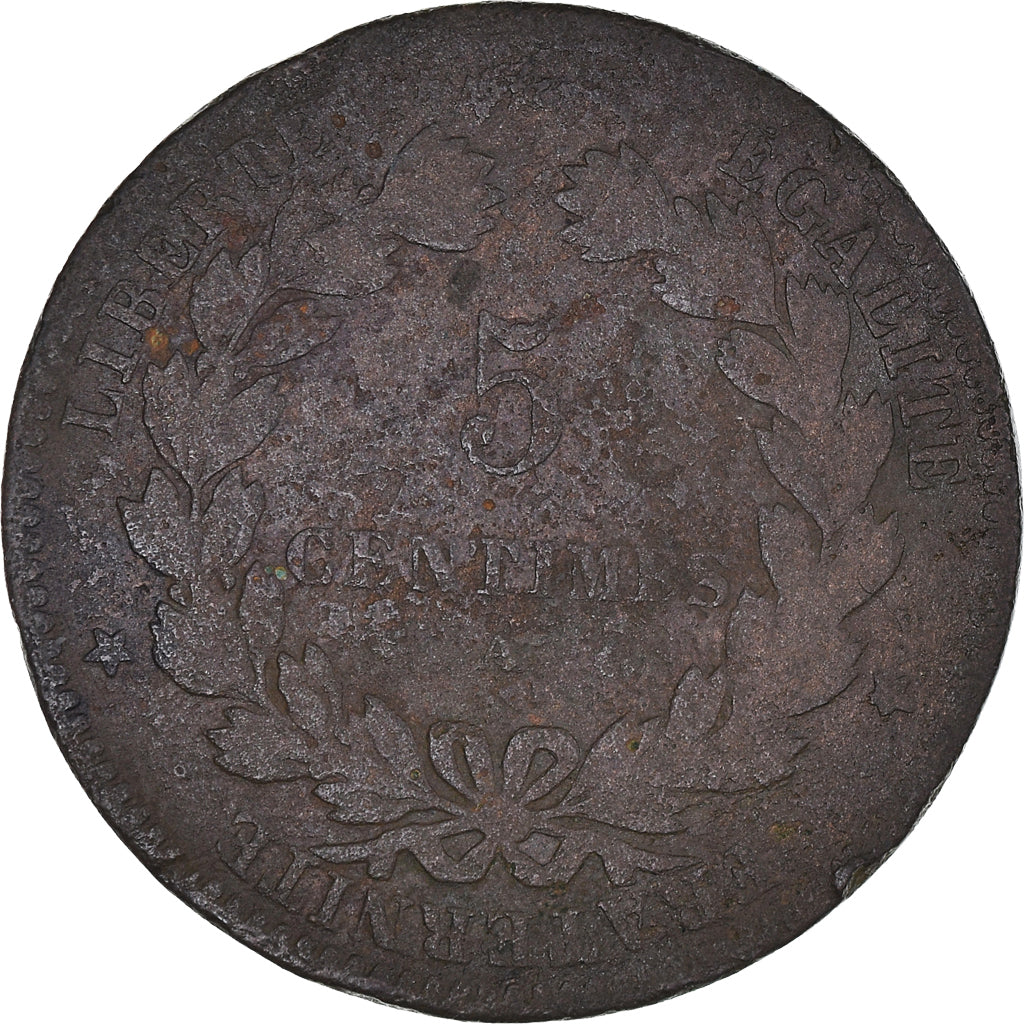 Coin, France, Cérès, 5 Centimes, 1879, Paris, VG(8-10), Bronze, KM:821.1