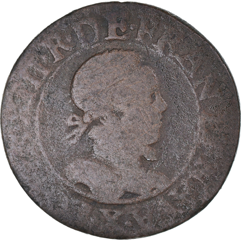 Coin, France, Double Tournois, (1614-1616), Amiens, F(12-15), Copper, Gadoury:7