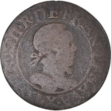 Moeda, França, Double Tournois, (1614-1616), Amiens, F(12-15), Cobre, Gadoury:7