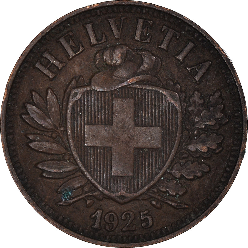Coin, Switzerland, 2 Rappen, 1925, Bern, EF(40-45), Bronze, KM:4.2