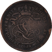 Moeda, Bélgica, Leopold I, 2 Centimes, 1835, Brussels, VF(20-25), Cobre, KM:4.1