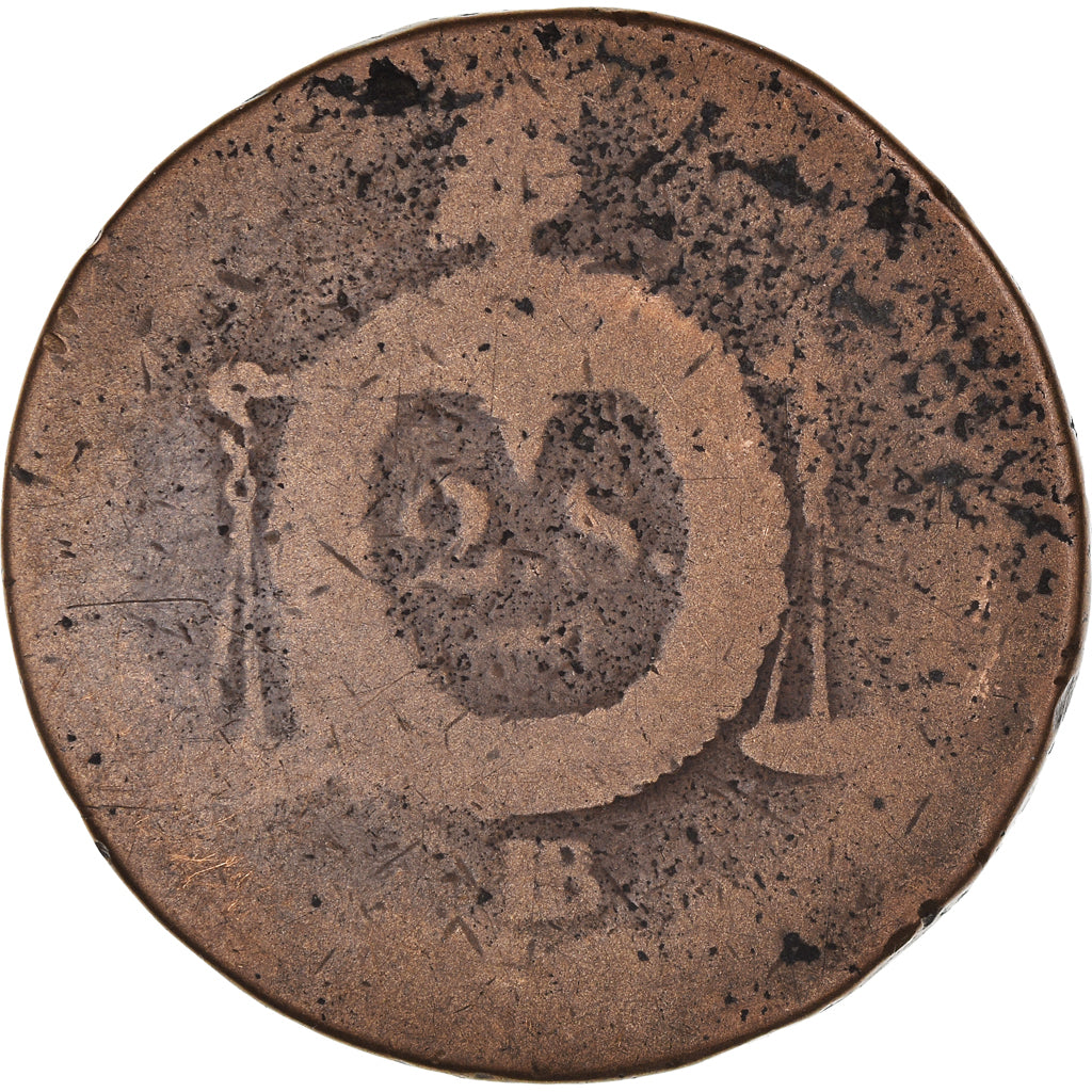 Coin, France, 2 sols aux balances daté, 2 Sols, 1793, Strasbourg, VG(8-10)