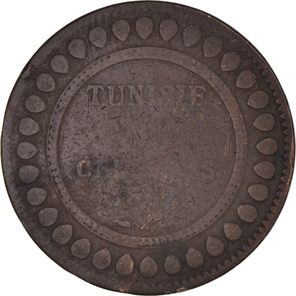 Moneta, Tunisia, 10 Centimes, 18[??], Paris, MB, Rame