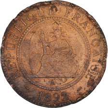 Coin, FRENCH INDO-CHINA, Cent, 1892, Paris, VF(30-35), Bronze, KM:1