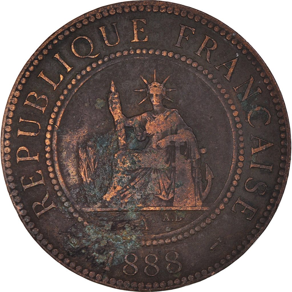 Coin, FRENCH INDO-CHINA, Cent, 1888, Paris, VF(30-35), Bronze, KM:1