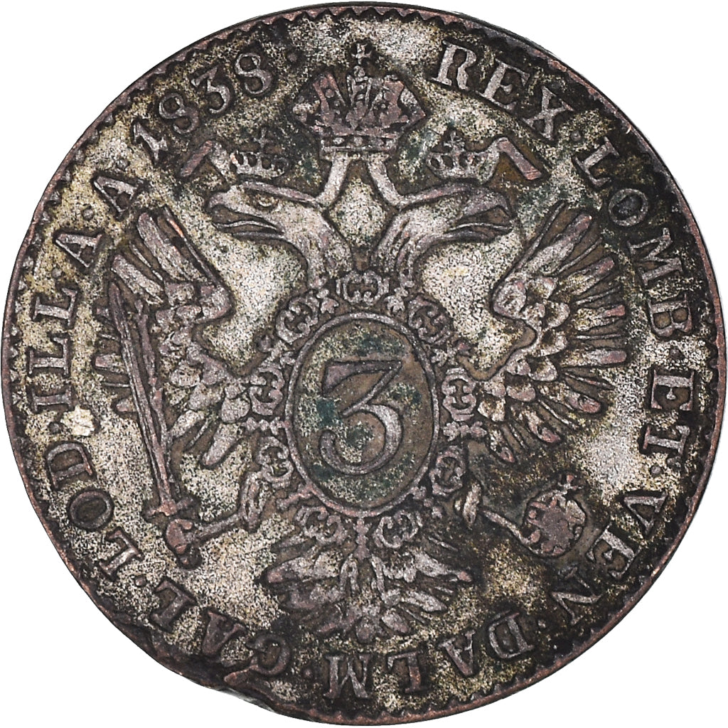 Coin, Austria, Ferdinand I, 3 Kreuzer, 1838, Vienna, VF(20-25), Silver, KM:2191