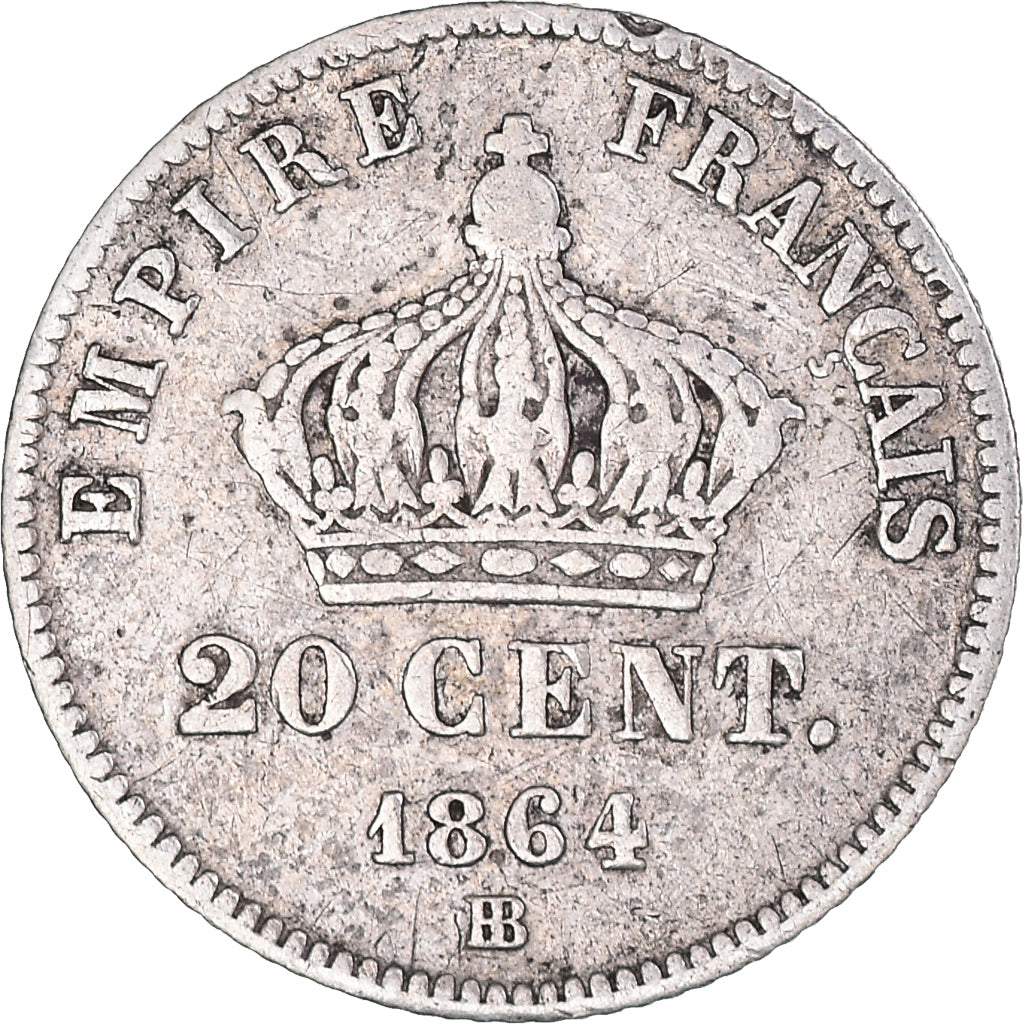 Monnaie, France, Napoleon III, Napoléon III, 20 Centimes, 1864, Strasbourg, TB