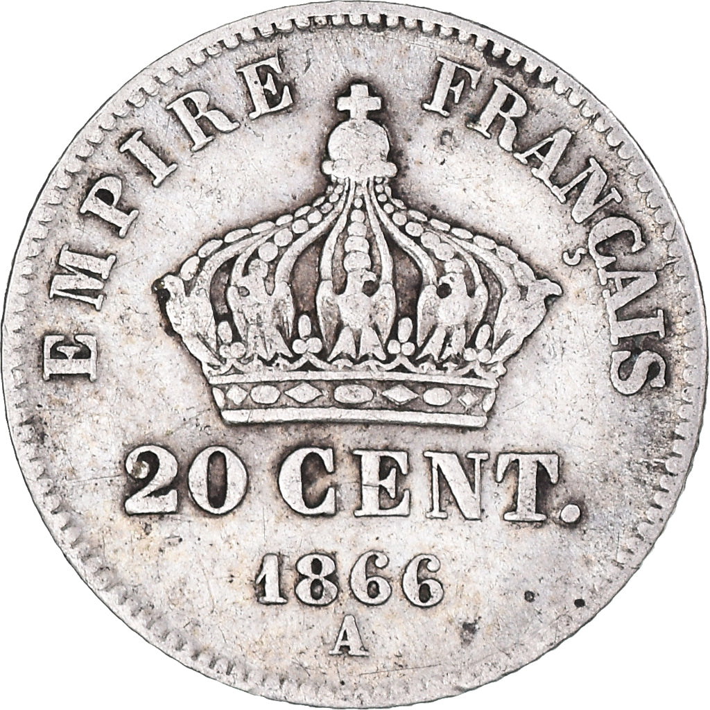 Moneta, Francia, Napoleon III, Napoléon III, 20 Centimes, 1866, Paris, MB