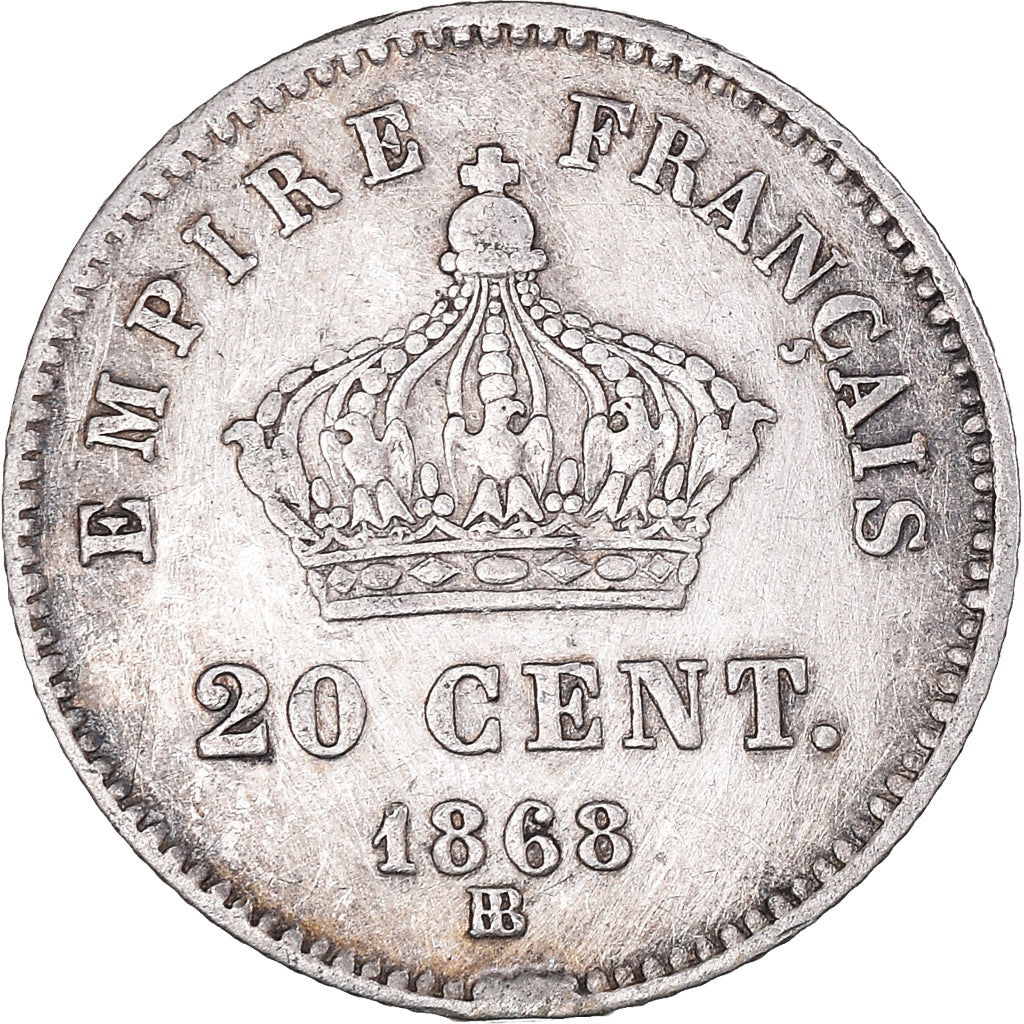 Moneda, Francia, Napoleon III, Napoléon III, 20 Centimes, 1868, Strasbourg