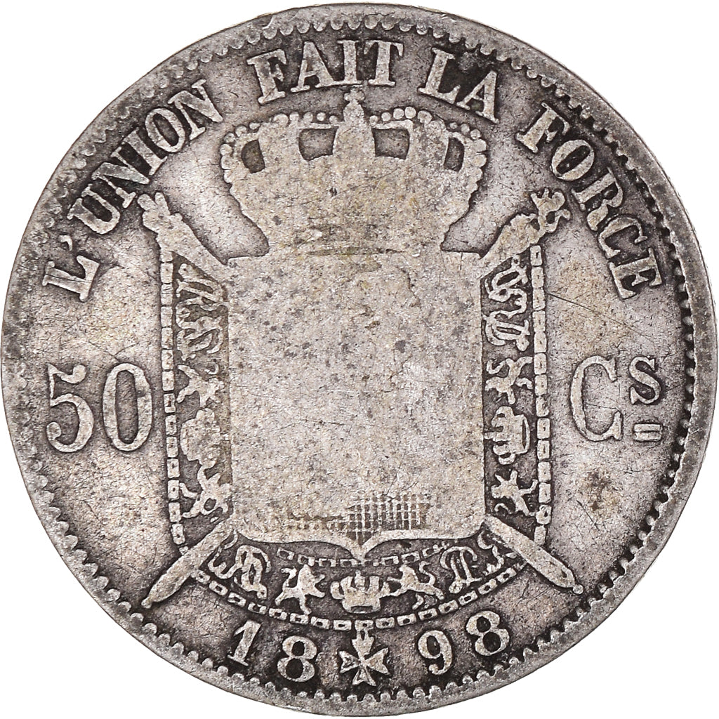 Moneta, Belgia, Leopold II, 50 Centimes, 1898, Brussels, VF(20-25), Srebro